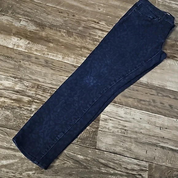 Gap 1969 Always Skinny Mid-Rise Straight Blue Black Cheetah Print Denim Jeans 28 - Picture 16 of 16